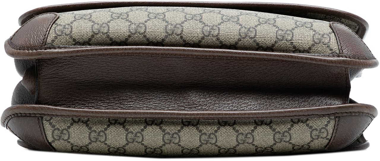 Gucci Medium GG Supreme Web Neo Vintage Double Flap Messenger Bag Bruin