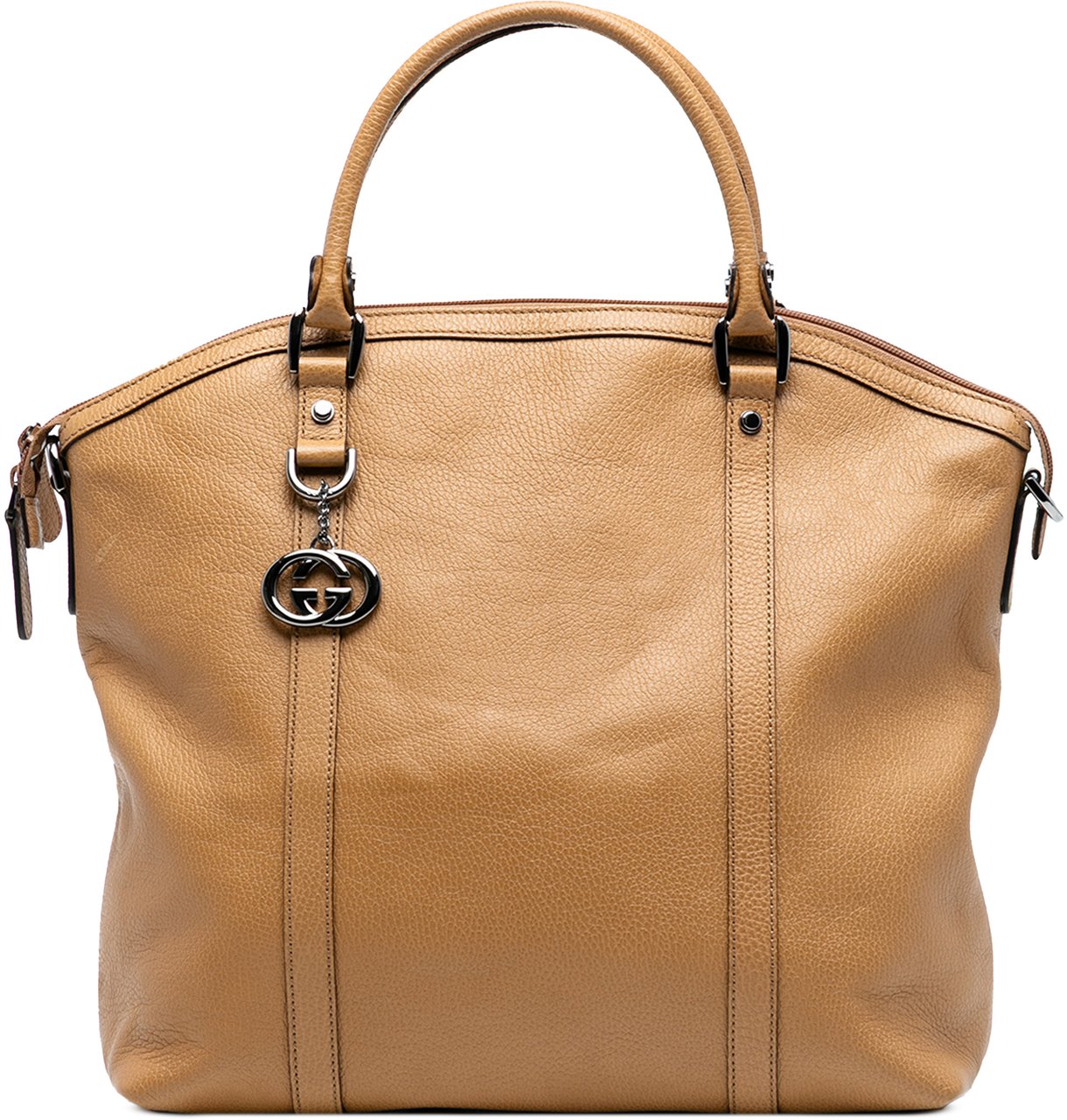 Gucci Large Leather GG Charm Dome Satchel Bruin