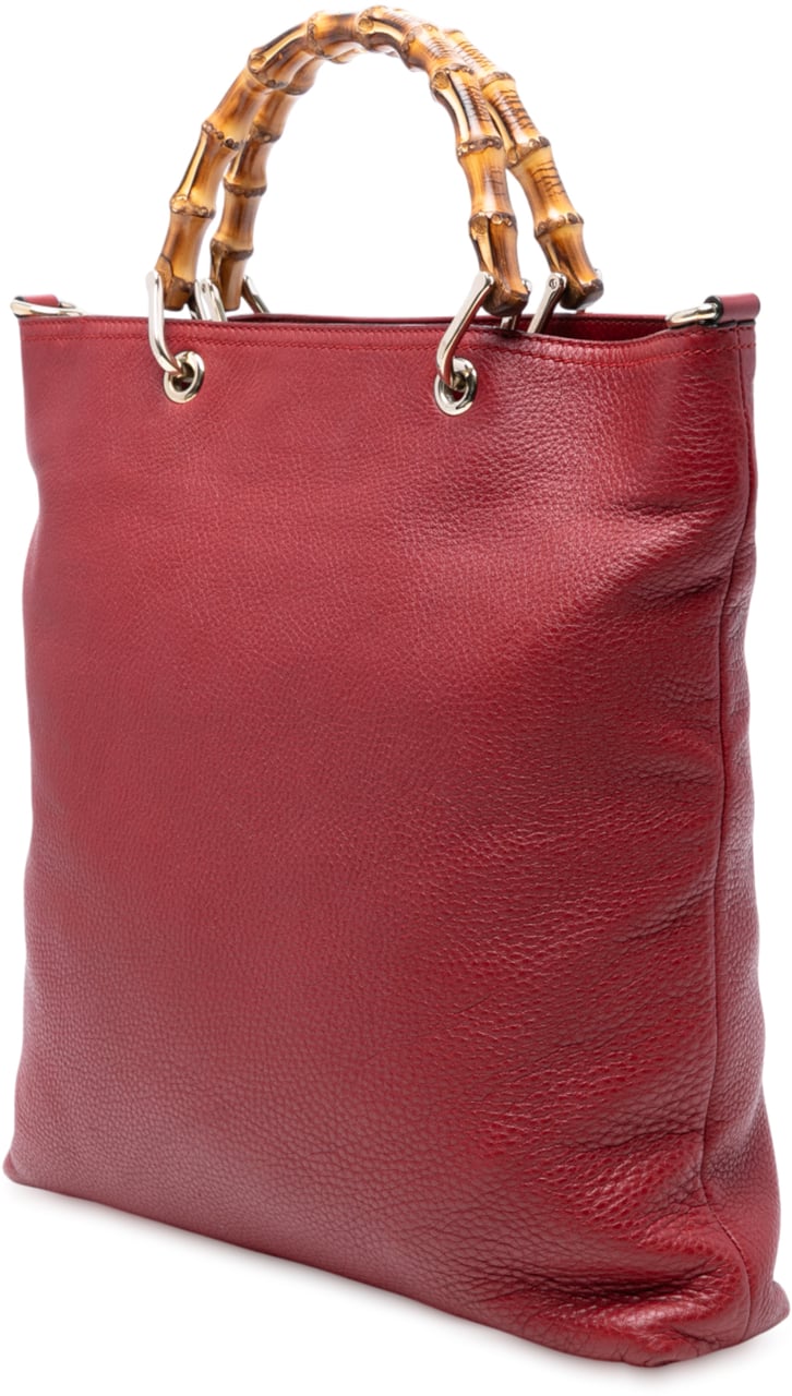 Gucci Tall Leather Bamboo Shopper Tote Rood
