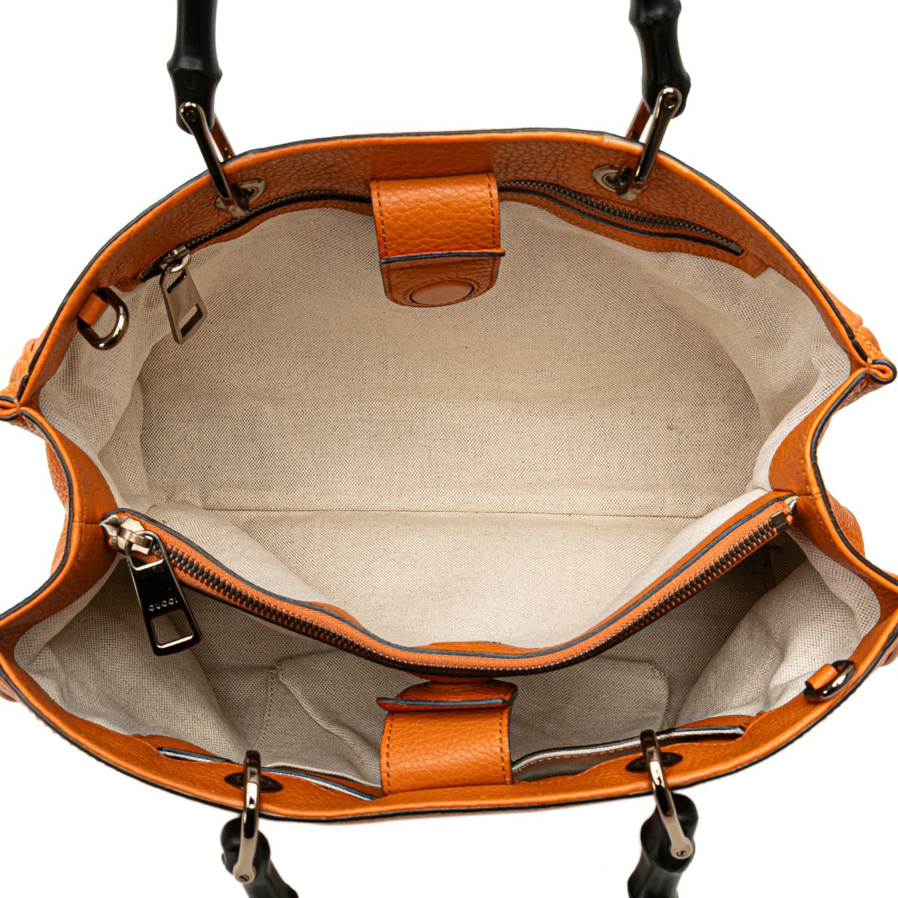 Gucci Medium Calfskin Bamboo Shopper Satchel Oranje