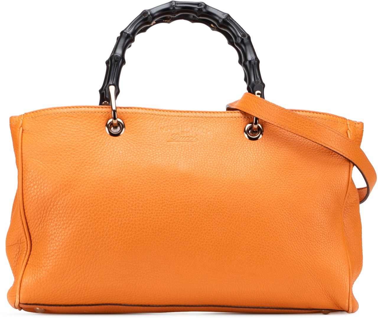 Gucci Medium Calfskin Bamboo Shopper Satchel Oranje