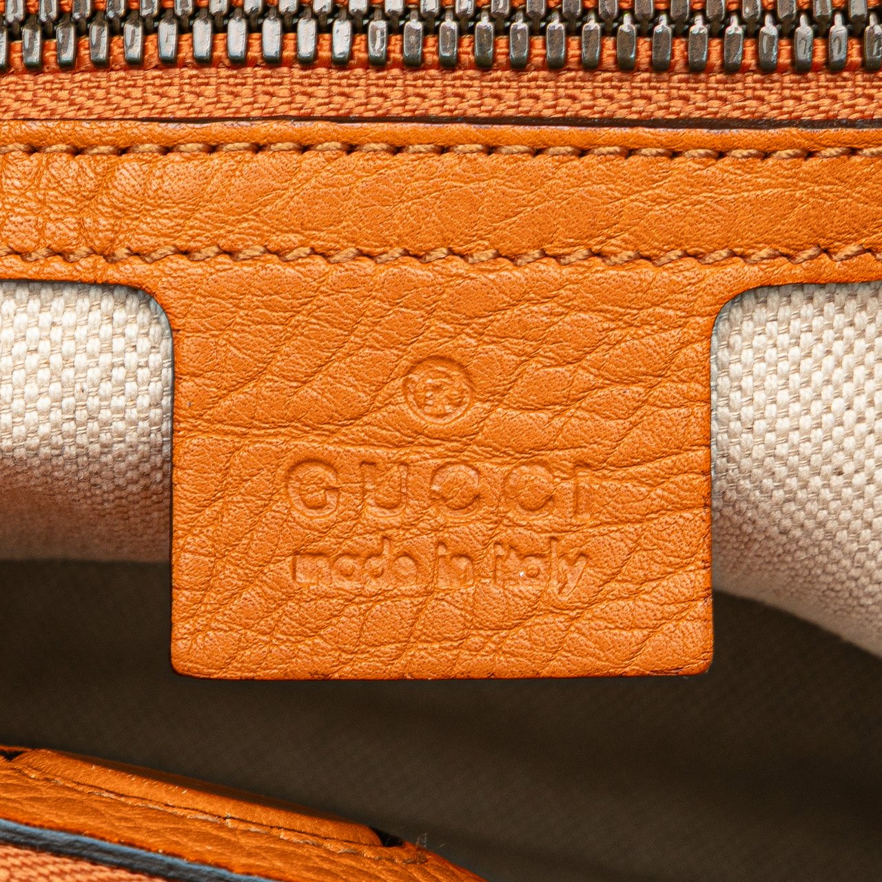 Gucci Medium Calfskin Bamboo Shopper Satchel Oranje