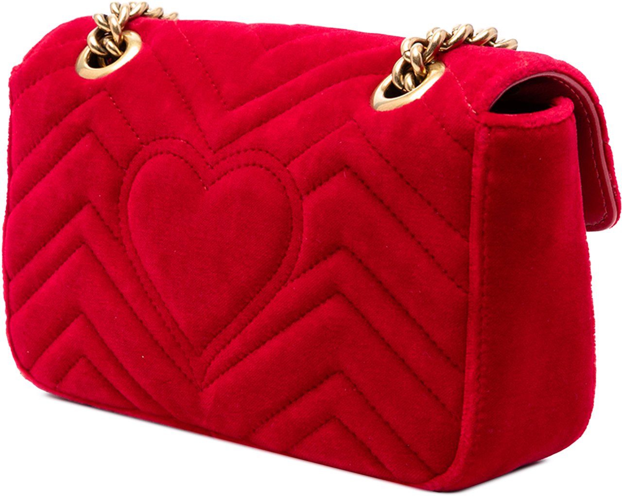 Gucci Small GG Marmont Matelasse Velvet Shoulder Bag Rood