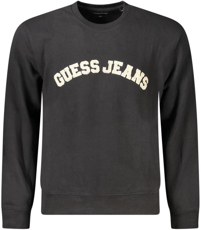 Guess Jeans Black Cotton Men Sweatshirt Zwart