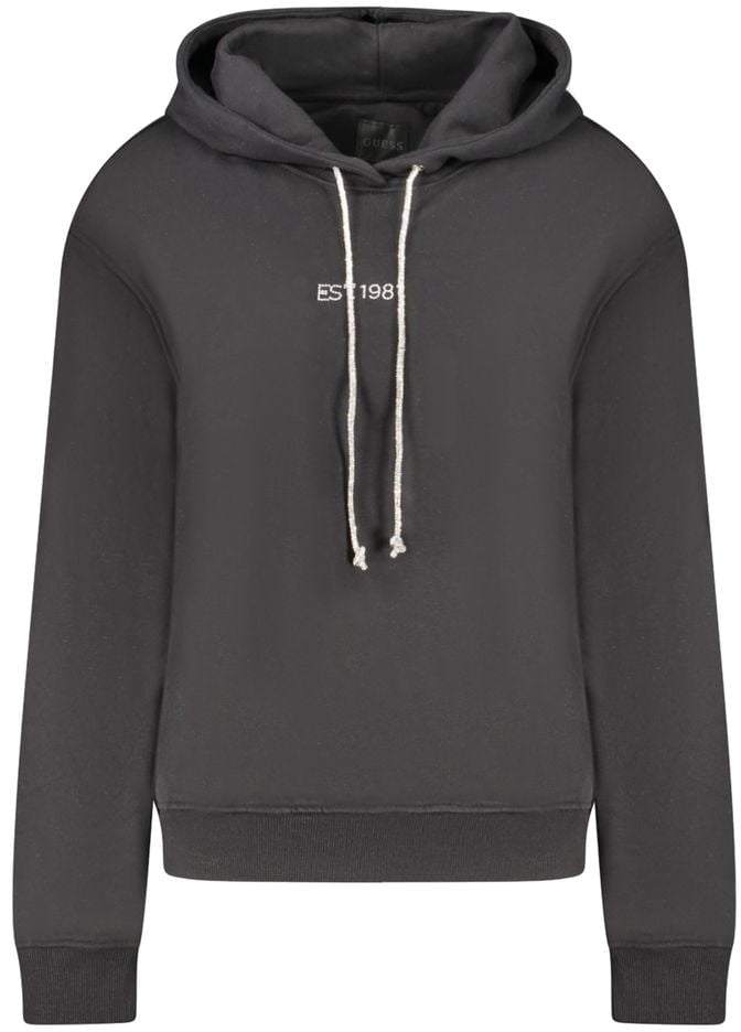 Guess Jeans Black Cotton Women Sweatshirt Zwart