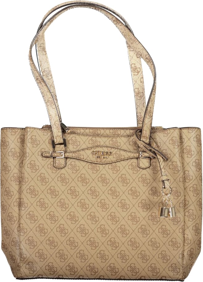 Guess Guess Jeans Beige Polyurethane Women Handbag Zwart