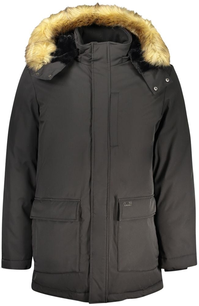 Guess Jeans Black Polyester Mens Jacket Zwart