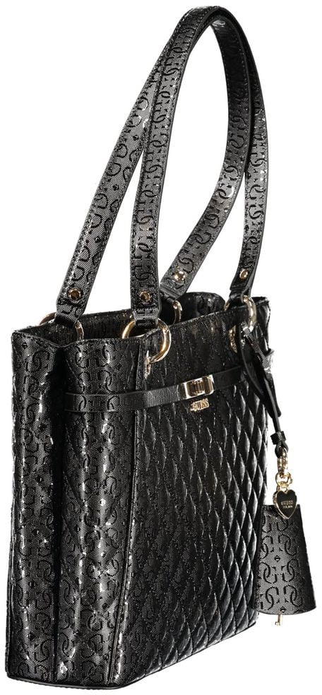 Guess Jeans Black Polyurethane Women's Handbag Zwart
