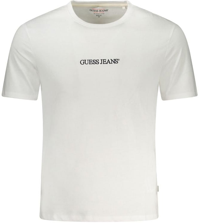Guess Jeans Bianco Cotton Men T-Shirt Blauw