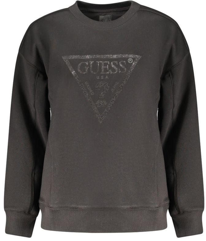 Guess Jeans Black Cotton Women Sweatshirt Zwart