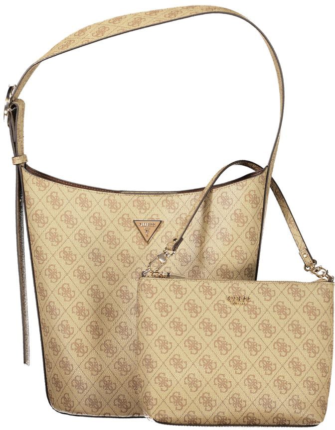 Guess Guess Jeans Beige Polyurethane Women Handbag Zwart