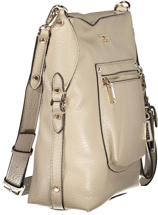Guess Guess Jeans Beige Polyurethane Women's Handbag Zwart