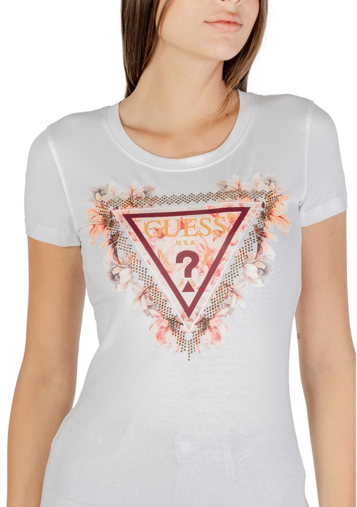 Guess White Cotton T-Shirt Wit