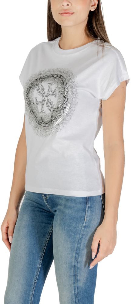 Guess White Cotton T-Shirt Wit