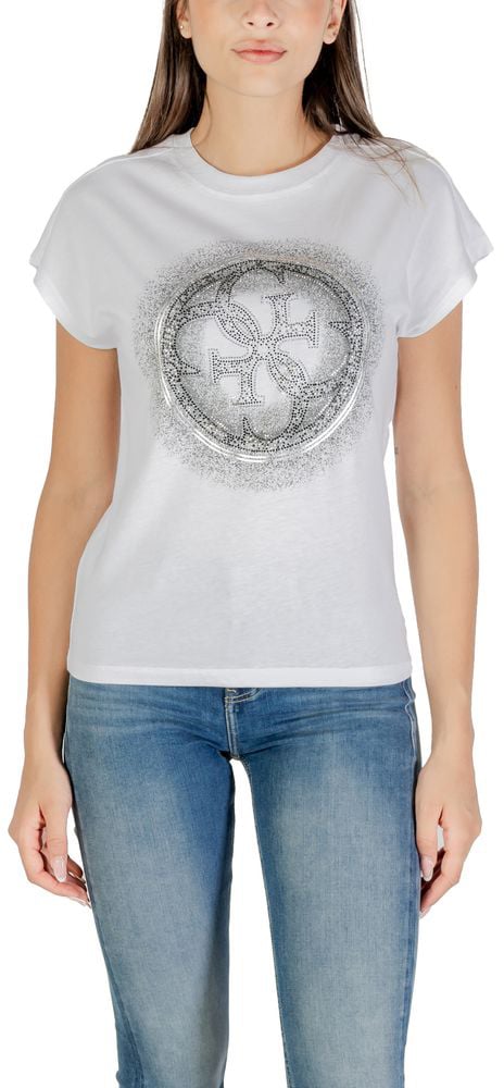 Guess White Cotton T-Shirt Wit