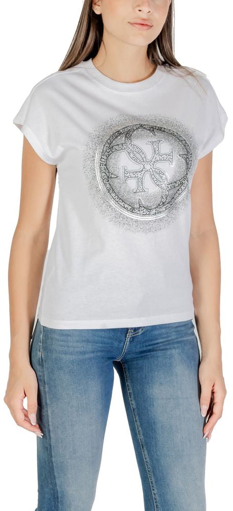 Guess White Cotton T-Shirt Wit