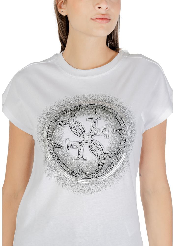Guess White Cotton T-Shirt Wit