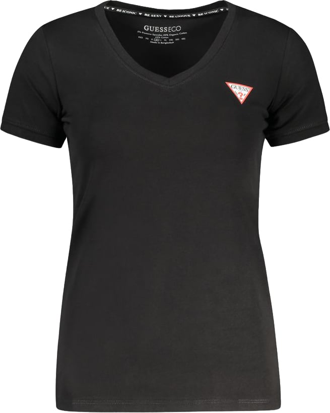 Guess Jeans Black Cotton Women's T-Shirt Zwart