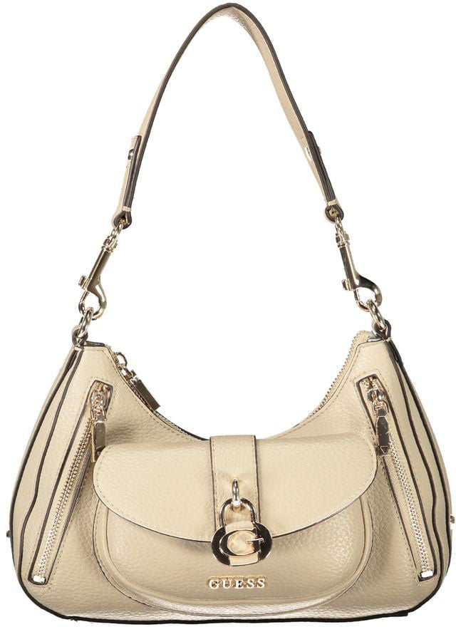Guess Guess Jeans Black Polyurethane Women's Handbag Beige