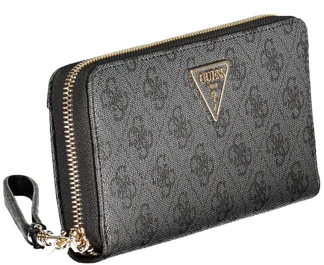 Guess Jeans Black Polyurethane Women's Wallet Zwart