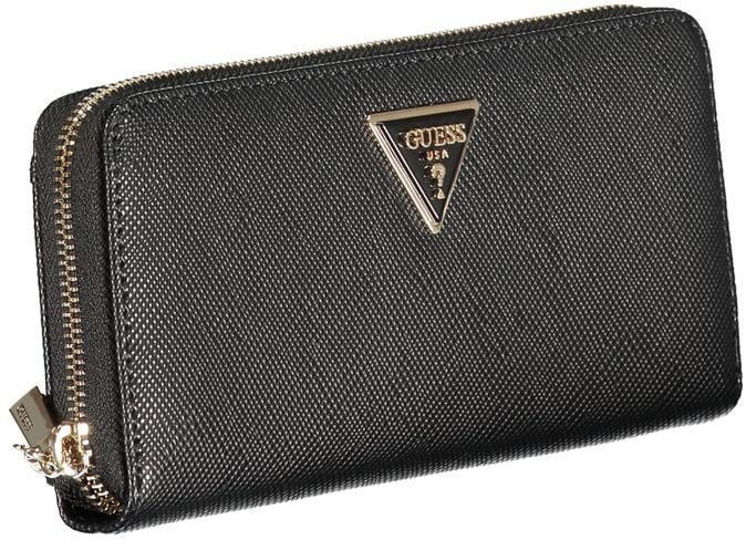 Guess Jeans Black Polyurethane Women's Wallet Zwart