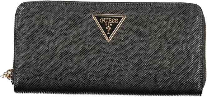 Guess Jeans Black Polyurethane Women's Wallet Zwart