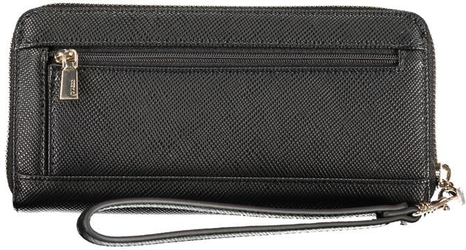 Guess Jeans Black Polyurethane Women's Wallet Zwart