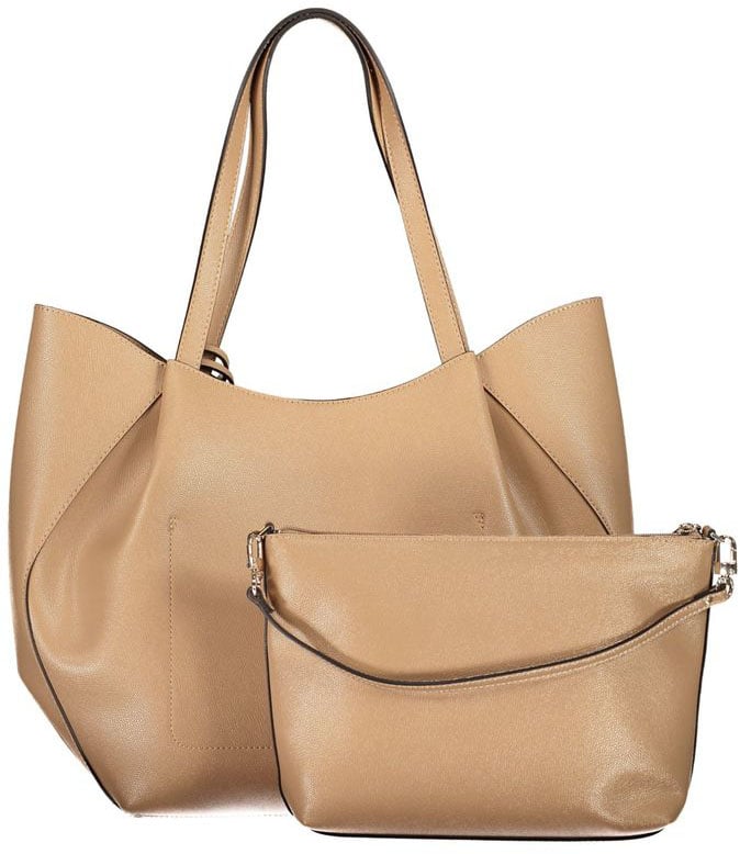 Guess Jeans Beige Polyurethane Women's Bag with Shoulder Handles Beige