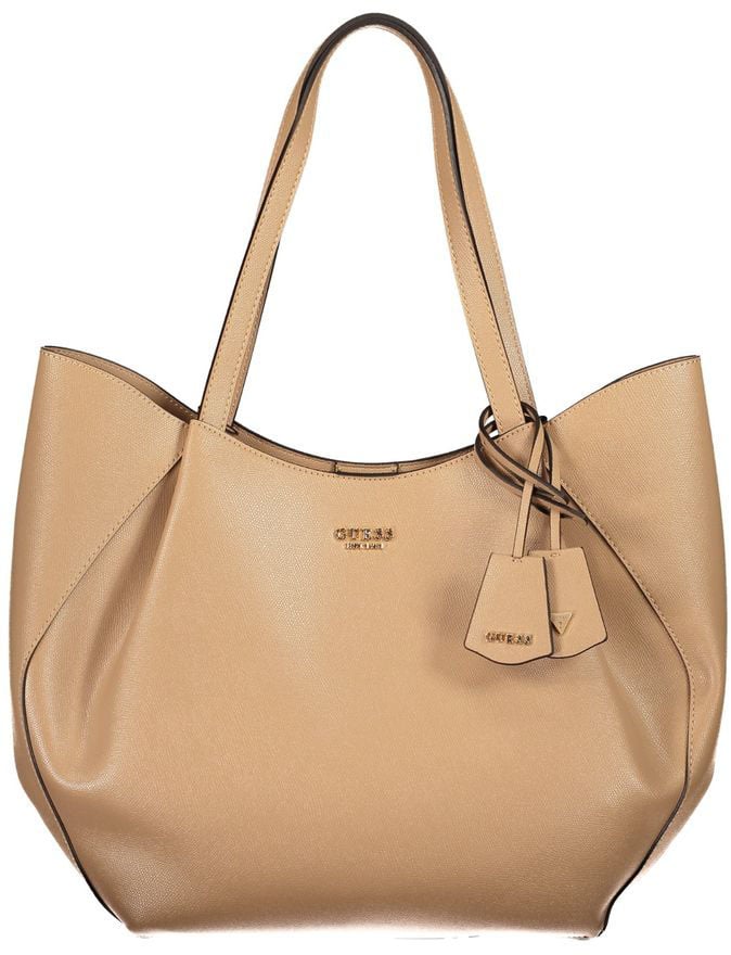 Guess Jeans Beige Polyurethane Women's Bag with Shoulder Handles Beige