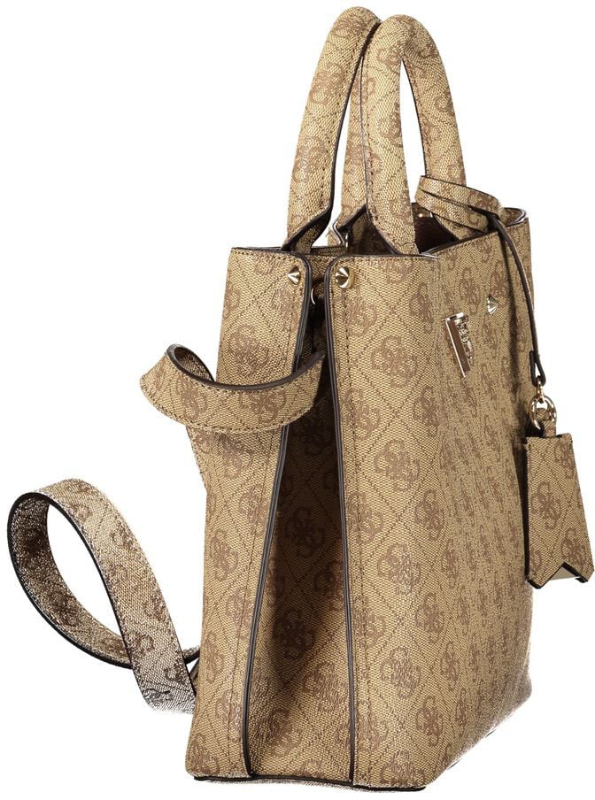Guess Jeans Beige Leather Women's Bag with Handles and Shoulder Strap Beige