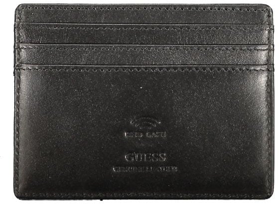 Guess Jeans Black Leather Men Wallet Zwart