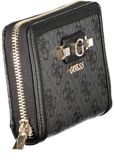 Guess Jeans Black Polyurethane Women's Wallet Zwart