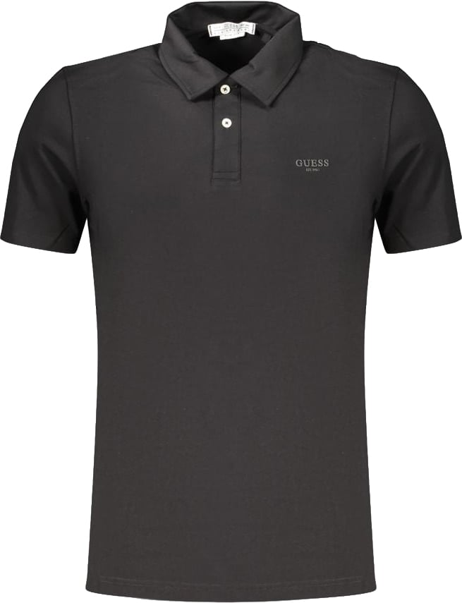 Guess Jeans Black Cotton Men's Polo Zwart