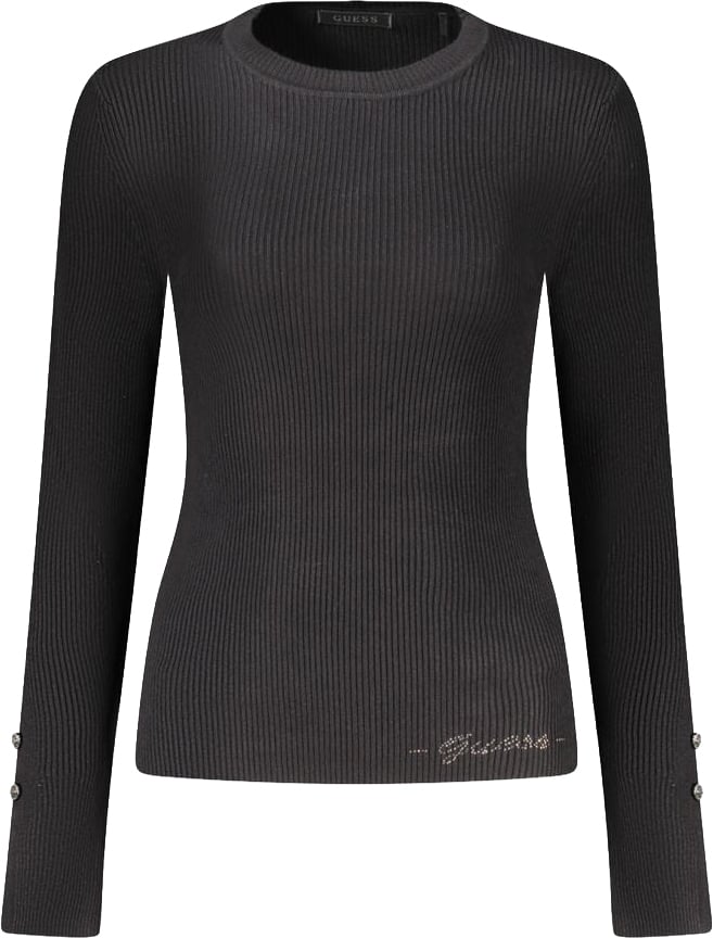 Guess Jeans Black Viscose Women's Sweater Zwart