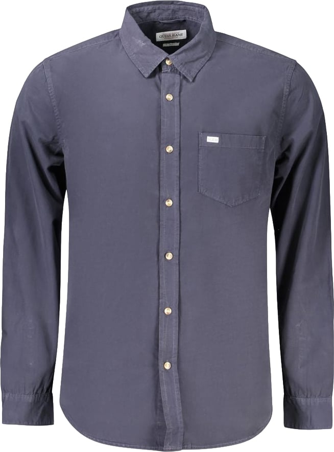 Guess Jeans Blue Cotton Men's Shirt Blauw