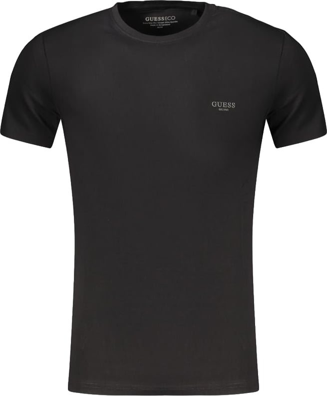 Guess Jeans Black Cotton Mens T-Shirt Zwart