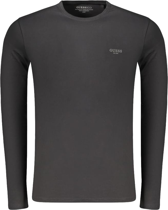 Guess Jeans Black Cotton Men's T-Shirt Zwart