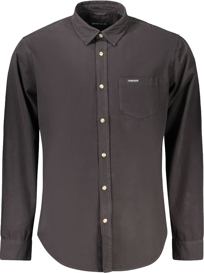 Guess Jeans Black Cotton Men's Shirt Zwart