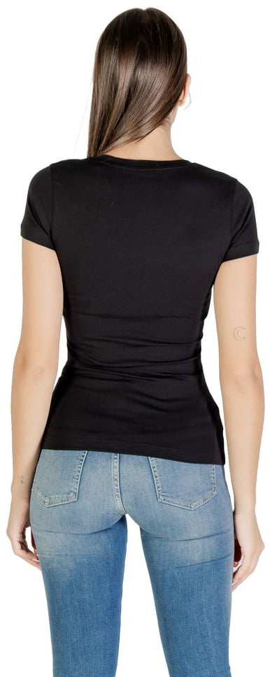 Guess Black Cotton T-Shirt Zwart