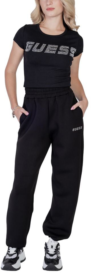 Guess Active Black Cotton T-Shirt Zwart