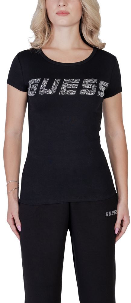 Guess Active Black Cotton T-Shirt Zwart