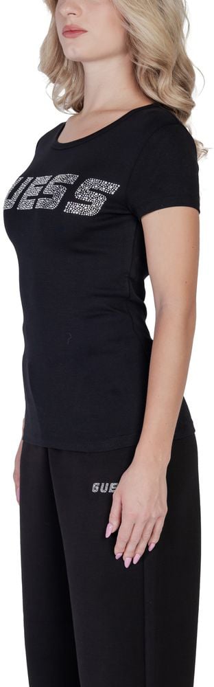 Guess Active Black Cotton T-Shirt Zwart