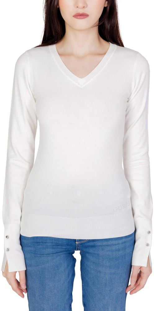 Guess White Cotton Sweatshirt Wit