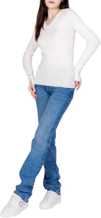 Guess White Cotton Sweatshirt Wit