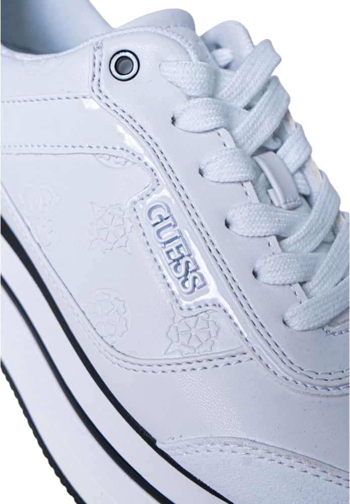 Guess White Polyester Platform Sneakers Wit