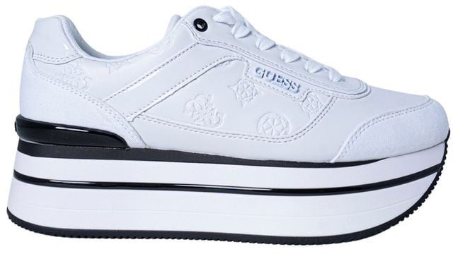 Guess White Polyester Platform Sneakers Wit