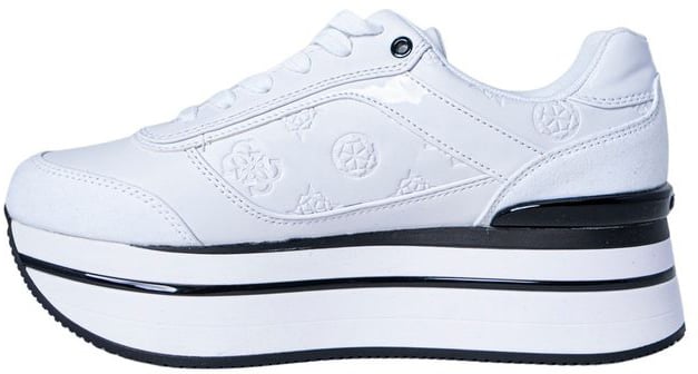 Guess White Polyester Platform Sneakers Wit