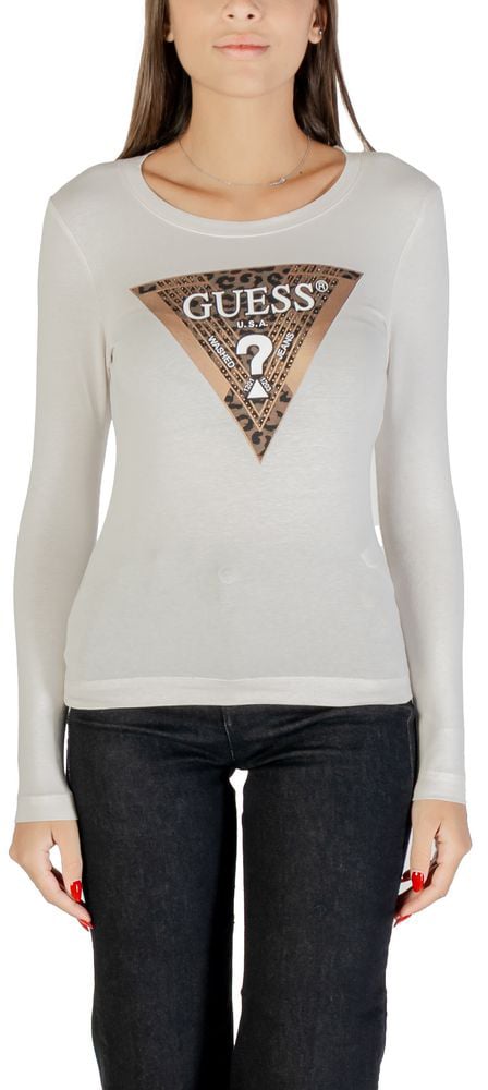 Guess Cream Cotton Long Sleeve T-Shirt Beige