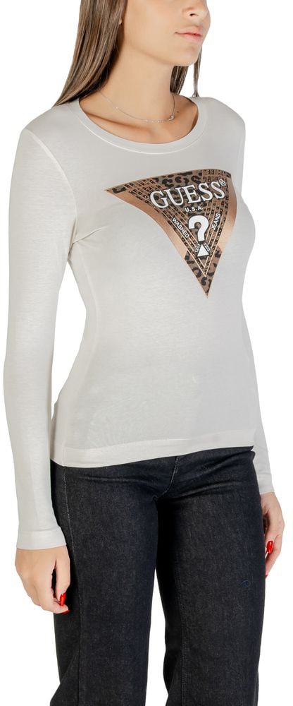 Guess Cream Cotton Long Sleeve T-Shirt Beige