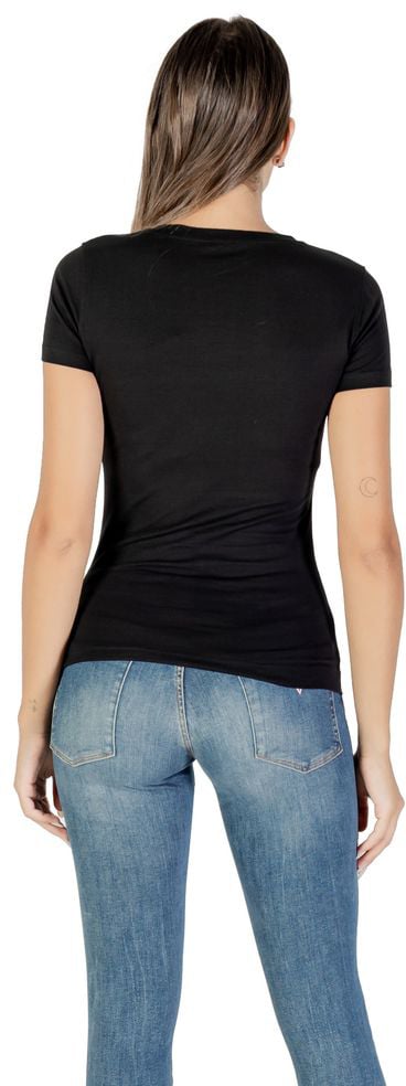 Guess Black Cotton T-Shirt Zwart